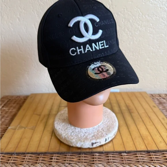 CHANEL PGA Black baseball hat Cap with White Embroidered Logo❤️ - Picture 3 of 8